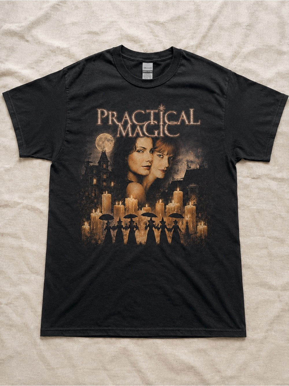 Practical Magic Vintage Graphic T-shirt Black Witchy Halloween Movie Tee